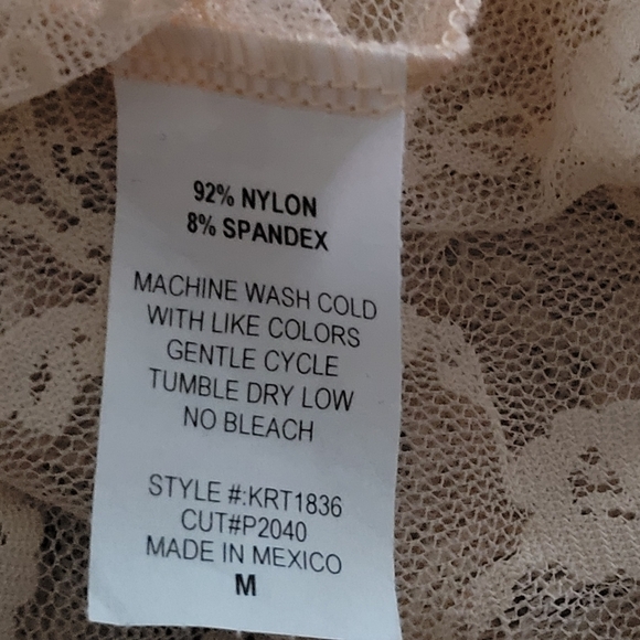 Jade by Jane Lace Sharkbite Hem Sleeveless Tunic Top in Tan - Picture 16 of 16